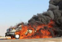 آتش گرفتن ۲ خودروی پژو۴۰۵ در محور “خور_ جندق “