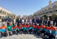 پایان سفر ۱۳۰۰ کیلومتری کاروان دوچرخه‌سواری «غریب‌الغرباء» کاشان در مشهد مقدس